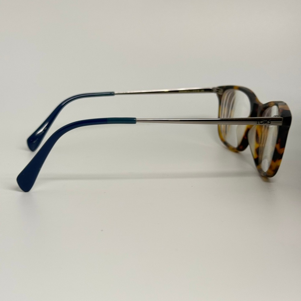 TOMS Jenkins Eyeglasses Tortoise Shell Square Frames Silver Metal Temples Blue - Picture 4 of 8